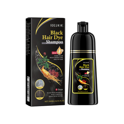 Hair Dye Shampoo 3 in 1 for Gray Hair, Herbal Ingredients Natural Shampoo Hair Dye for Women Men (Black)